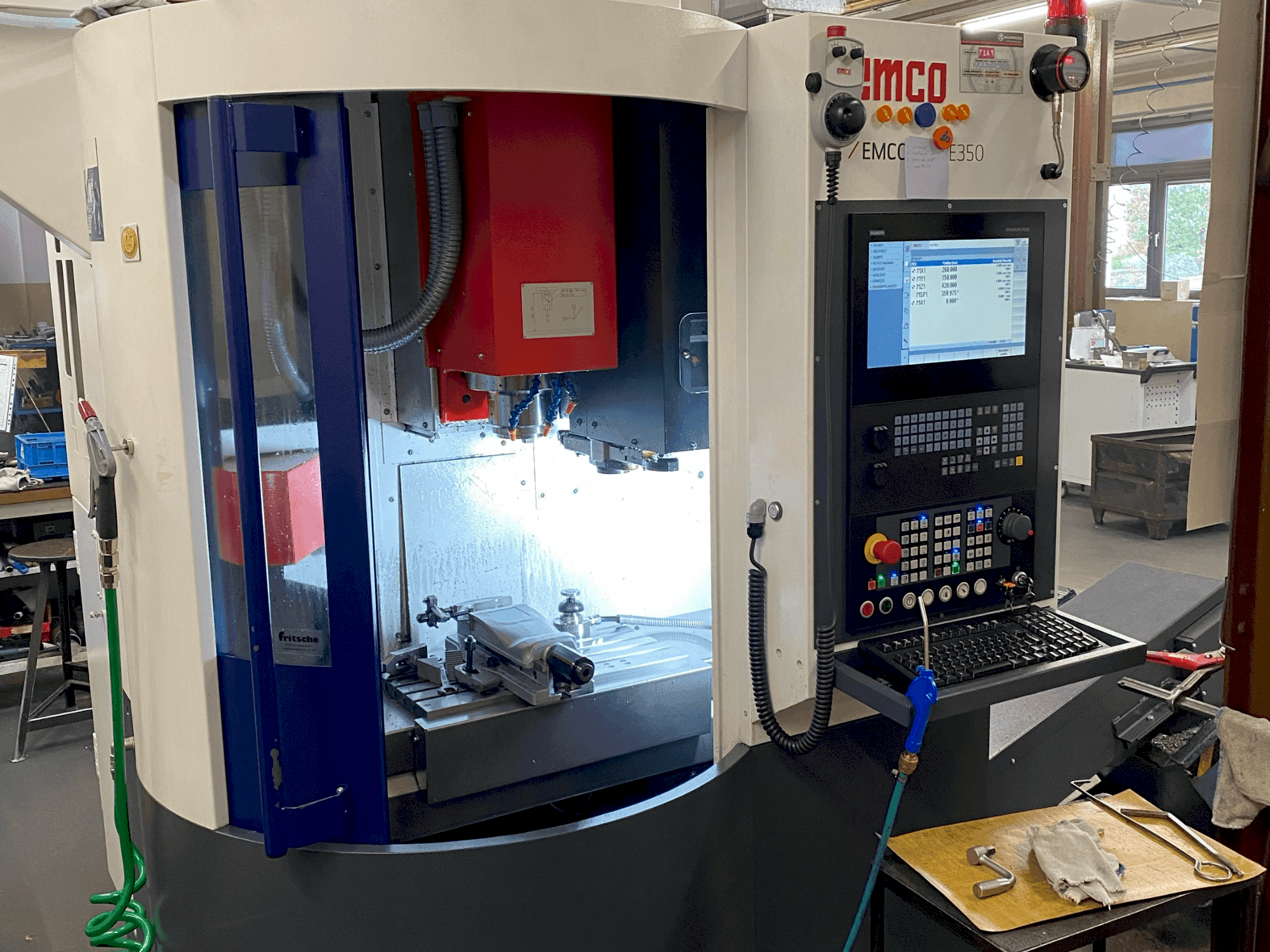 Front view of EMCO Emcomill E350 machine